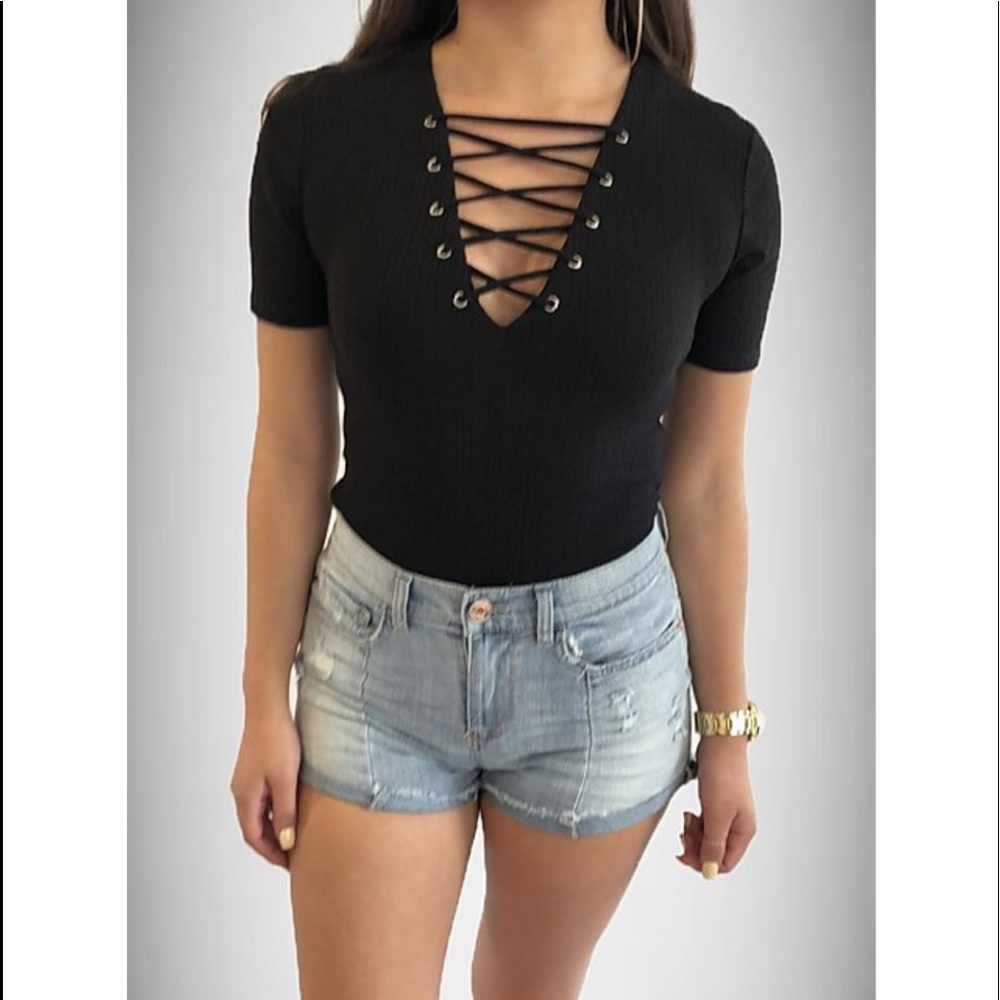 Bodysuit Top Tie - Black